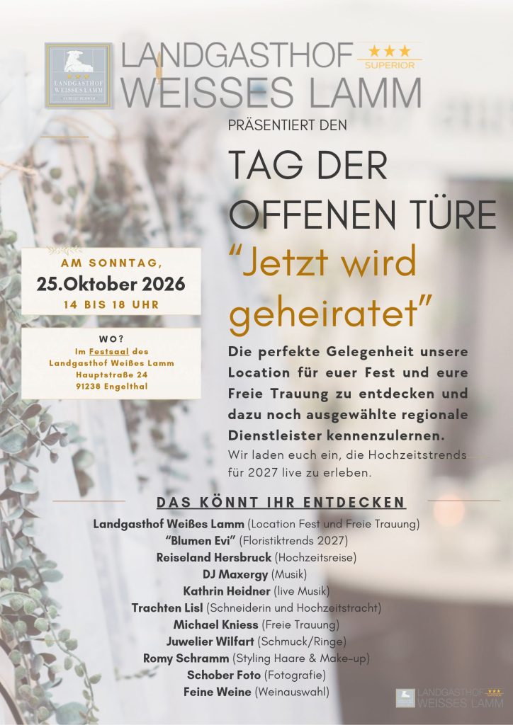 Tag der Offenen Türe Jetzt wird geheiratet Hochzeitsmesse 2026