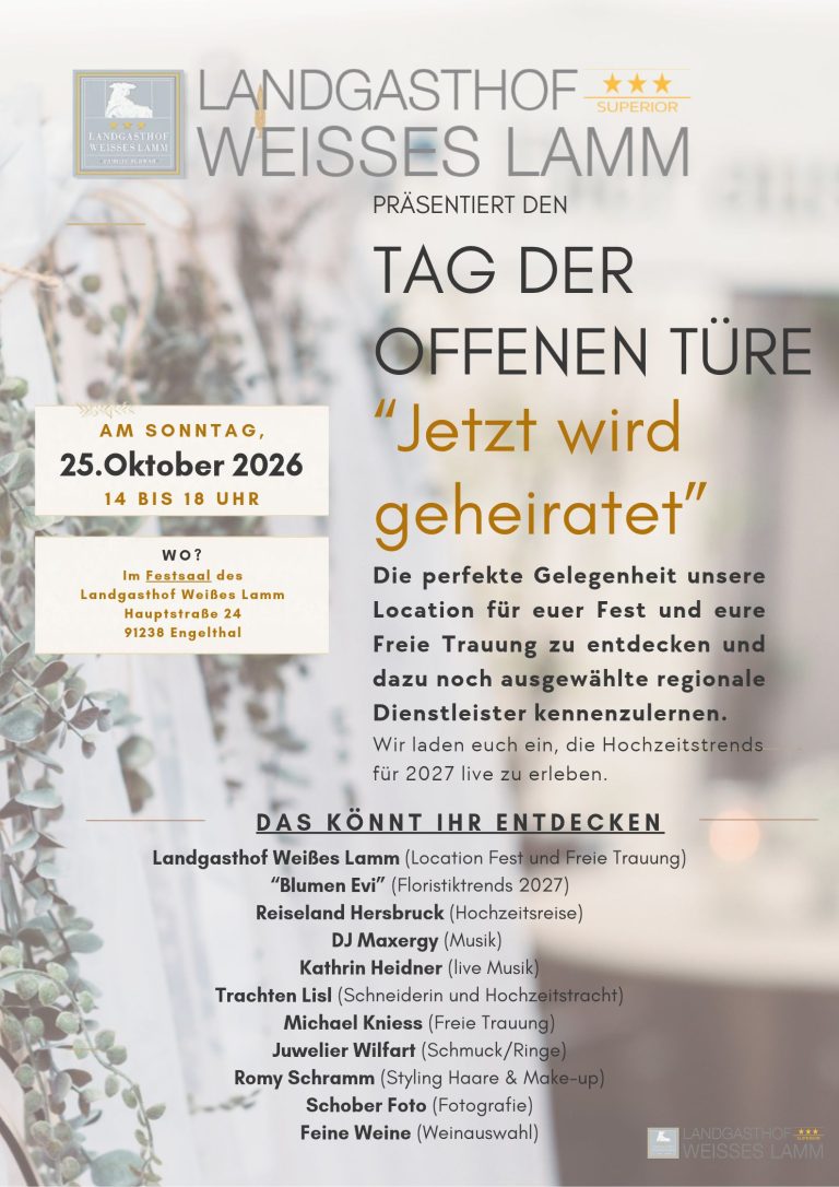 Tag der Offenen Türe Jetzt wird geheiratet Hochzeitsmesse 2026